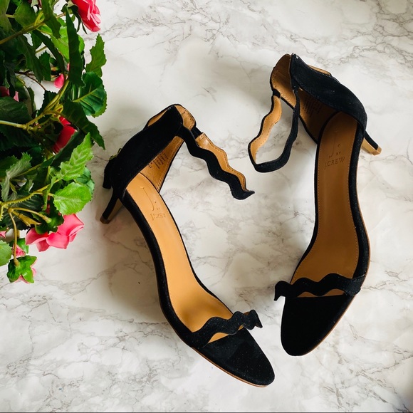 J. Crew Factory Shoes - J. Crew scalloped suede kitten heels